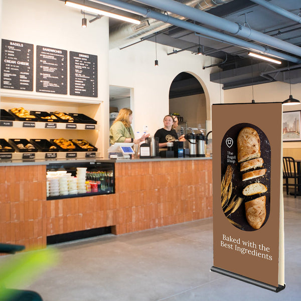 Saturn Retractable Banner Stand Sign 60" Wide + Double-Sided Viewing | Pole Height Adjusts 36" to 96"