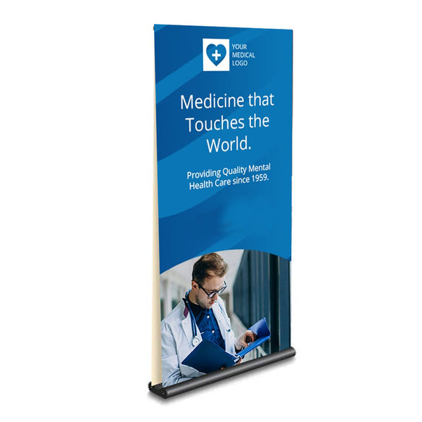 Saturn Retractable Banner Stand Sign 60" Wide + Double-Sided Viewing | Pole Height Adjusts 36" to 96"