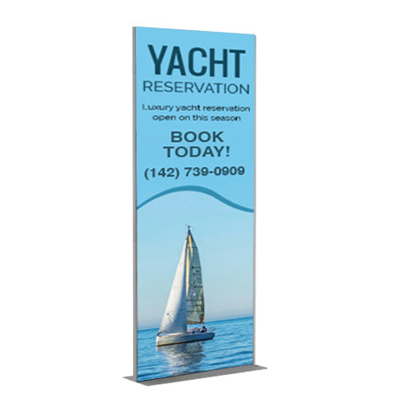 24 x 72 Mounted Graphic Poster Board Floorstand with Solid Steel Base, Silver or Black Finish