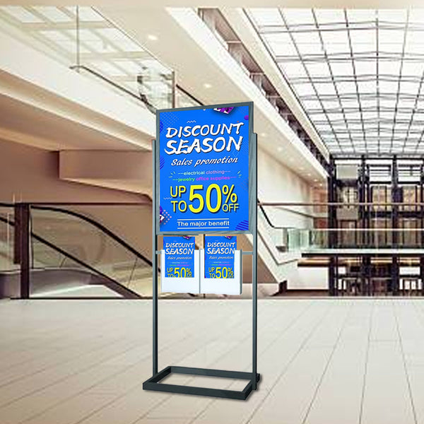 Heavy Duty, Double-Sided Information Center Stand with 22x28 Sign Holder + 2 Literature Holders