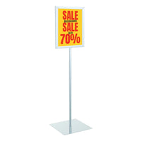 8.5x11 Pedestal Sign Holder with Square Base | Slide-In Frame Design
