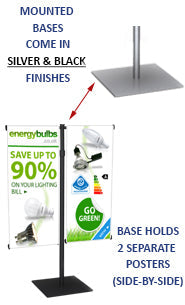 Adjustable Countertop Mini Banner Stand Displays Two 12" Wide Banners + Metal Pole Telescopes 24" to 42"