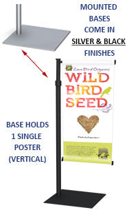 Vertical Countertop Mini Banner Stand Hold Single Poster Sign Display with 9" Width | Telescopic Metal Pole Adjusts 24"to 42".