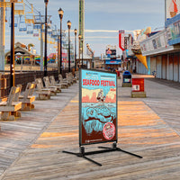 Outdoor Wind-Resistant Sidewalk Sign Holder 28x44 with Steel Spring Legs that Flexes | Two-Sided Stand with Fast Change Snap Frames