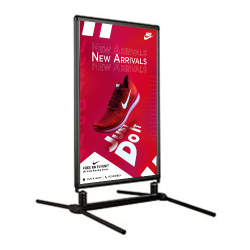 Outdoor Wind-Resistant Sidewalk Sign Holder 28x44 with Steel Spring Legs that Flexes | Two-Sided Stand with Fast Change Snap Frames