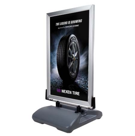 28x44 Outdoor Heavy-Duty Curb and Sidewalk Sign Holder for XL Poster Graphics | Double-Sided Snap Frame with Fillable Base + Wind Resistant