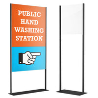 60 x 72 Graphic Poster Board Floor Stand with Uprights and Solid Steel Base, Silver or Black Finishes